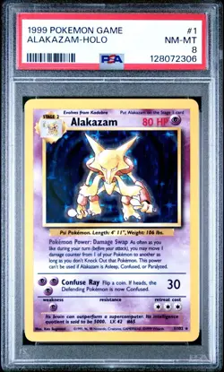 1999 POKEMON BASE SET #1 ALAKAZAM HOLO PSA 8 - Image 1