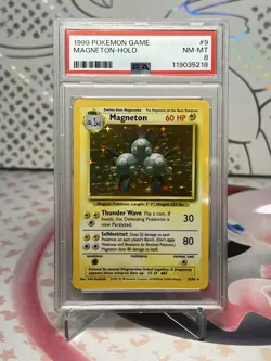1999 Pokemon Base Set Unlimited #9/102 Magneton Holo Rare PSA 8 NM-MT - Image 1