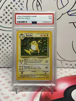 1999 Pokemon TCG Base Set Raichu Holo 14/102 PSA 7 Near Mint - Image 1