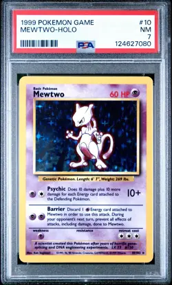 1999 POKEMON BASE SET UNLIMITED #10 MEWTWO-HOLO PSA 7 - Image 2