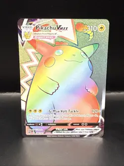 Pokemon TCG Vivid Voltage Rainbow Pikachu VMAX Secret Rare Card 188/185 - Image 1