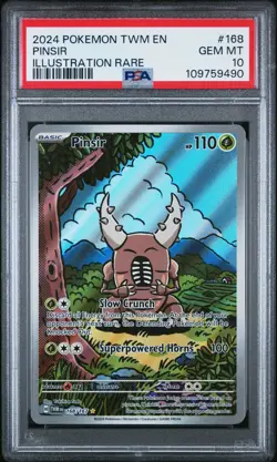 2024 POKEMON TWM EN-TWILIGHT MASQUERADE ILLUSTRATION RARE #168 PINSIR PSA 10 - Image 1