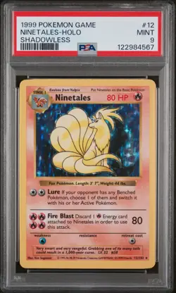 Pokemon Ninetales Base Set Shadowless Holo Rare #12 PSA 9 Mint - Image 1