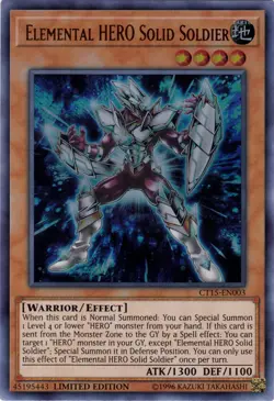 Yugioh! LP Elemental HERO Solid Soldier - CT15-EN003 - Ultra Rare - Limited Edit - Image 1