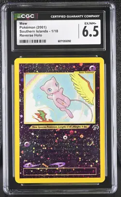 CGC 6.5 Mew 2001 Southern Islands 1/18 Reverse Holo SWIRL Pokemon Card - Image 1