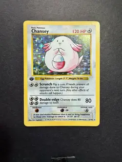 Pokemon Cards: Base Set 1st Edition Rare Holo: Chansey 3/102 - Image 1