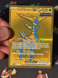 Pokemon Cards Iron Leaves 176/131 Gold Secret Rare Prismatic Evolutions - (NM) - Image 2