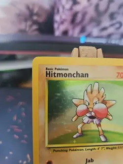 Pokemon TCG Hitmonchan Base Set Holo Unlimited Rare Card 7/102 Vintage LP+ Clean - Image 2