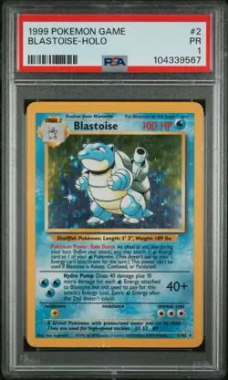 PSA 1 Blastoise 2/102 Pokemon TCG Holo Rare Base Set Unlimited WOTC PSA 1 1999 - Image 1