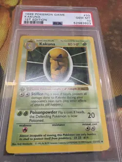 1999 POKEMON BASE SET 1ST EDITION #33 KAKUNA PSA 10 - Image 1