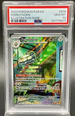 2023 POKEMON PAR EN-PARADOX RIFT ILLUSTRATION RARE #209 FERROTHORN PSA 10 - Image 1