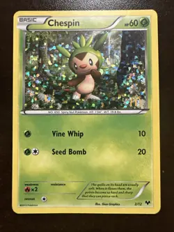 Chespin 2/12 MP Holo (back Scratches) Pokemon TCG McDonald’s Promo 2014 - Image 1