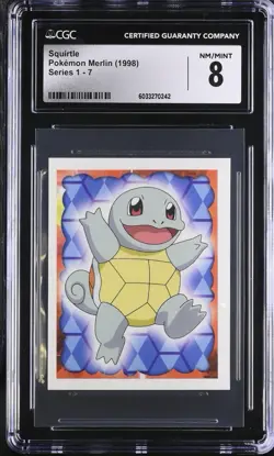 1998 Squirtle Pokemon Merlin Sticker Series 1 CGC 8 NM/Mint Vintage Panini - Image 4