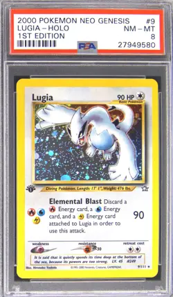2000 POKEMON NEO GENESIS 1ST ED #9 LUGIA-HOLO PSA 8 - Image 1