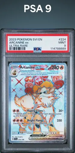 New Slab- 2023 POKEMON SVI EN-SCARLET & VIOLET ULTRA RARE #224 ARCANINE EX PSA 9 - Image 1