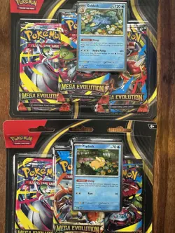 Pokemon TCG: Mega Evolution 3-Pack Blister Set of 2, Psyduck and Golduck - Image 1