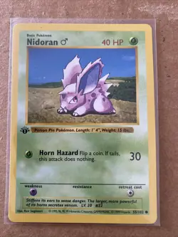 Pokemon TCG Nidoran Base Set 55/102 1st Edition Never Played Near Mint - Image 1