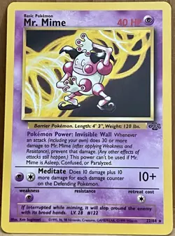 Mr. Mime Pokemon TCG Jungle Set Unlimited 22/64 Rare Non-Holo LP - Image 1