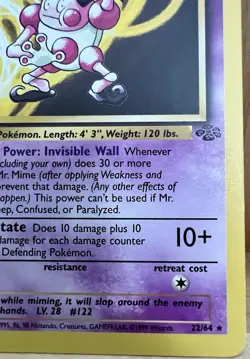 Mr. Mime Pokemon TCG Jungle Set Unlimited 22/64 Rare Non-Holo LP - Image 5