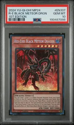 2024 YU-GI-OH! 1ST EDITION #EN107 RED-EYES BLACK METEOR DRAGON PSA 10 - Image 1