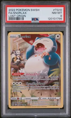 PSA 8 NM-MT Snorlax FA 2022 SWSH Lost Origin Pokemon Card - Image 1