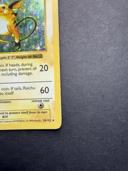 Pokemon Cards: Base Set 1st Edition Holo Rare: Raichu 14/102 - Image 4