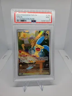 Minun 194/182 Paradox Rift Holo Illustration Rare Pokemon Card PSA 9 Mint - Image 1