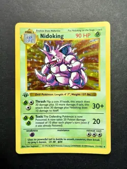 Pokemon Cards: Base Set 1st Edition Rare Holo: Nidoking 11/102 - Image 1