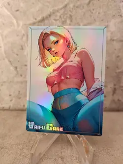 Android 18 Trading Card Waifu Goddess Story Anime Girl holo Karte Manga Full Art - Image 1