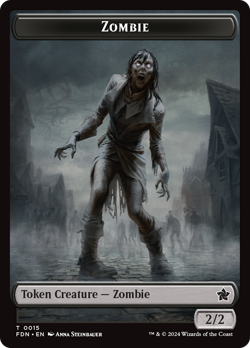 x1 Rat / Zombie (14/15) FDN Foundations MTG DOUBLE SIDED TOKEN 1x - Image 2