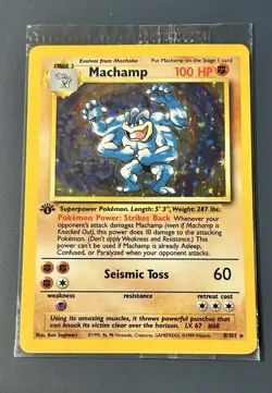MACHAMP 8/102 Pokemon BASE SET 1st EDITION ENGLISH HOLO SEALED - Image 1