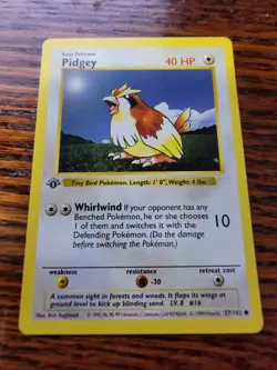 Pidgey 57/102 | Base Set | 1ST EDITION SHADOWLESS | Vintage Pokemon TCG | LP! - Image 1