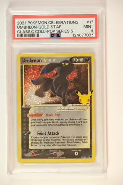 2021 POKEMON CELEBRATIONS CLASSIC COLLECTION #17 UMBREON-GOLD STAR PSA 9 - Image 1