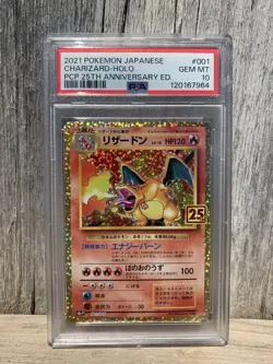 Pokemon PSA 10 Gem Mint Japanese 25th Anniversary Charizard Holo 001/025 - Image 1