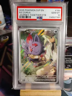 Pokemon N's Zorua 189 Journey Together Black Star Promo elite trainer box Psa10 - Image 1