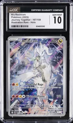 2025 POKEMON #167/159 N'S RESHIRAM CGC 10 GEM MINT - Image 1