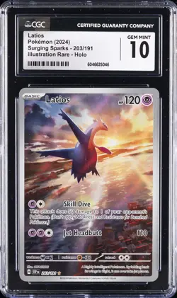 2024 POKEMON SURGING SPARKS ILLUSTRATION RARE HOLO LATIOS CGC 10 GEM MINT - Image 1