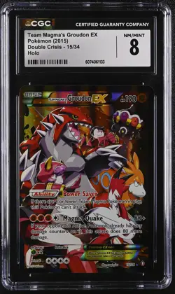CGC 8 Team Magma's Groudon EX 2015 Double Crisis 15/34 Holo Pokemon Card - Image 1