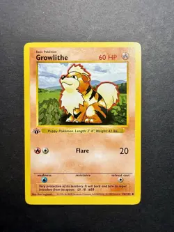 Pokemon Cards: Base Set 1st Edition Uncommon: Growlithe 28/102 - Image 1