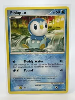 Pokemon TCG 2009 Platinum Base Set Piplup LV.12 85/127 Basic Common Card - Image 1