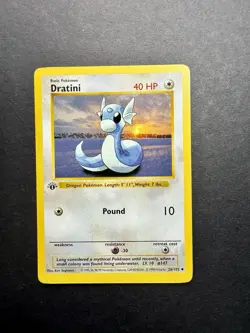 Pokemon Cards: Base Set 1st Edition Uncommon: Dratini 26/102 - Image 1