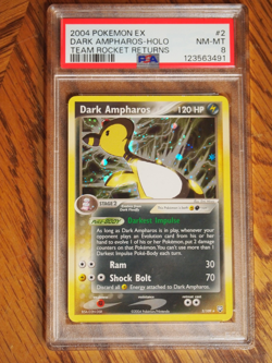Pokemon 2004 Team Rocket Returns Dark Ampheros rare holo card, PSA 8 - Image 1