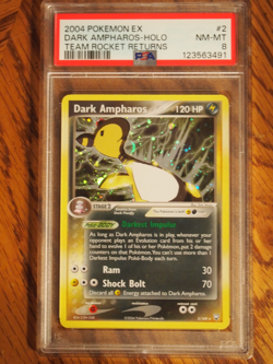 Pokemon 2004 Team Rocket Returns Dark Ampheros rare holo card, PSA 8 - Image 2