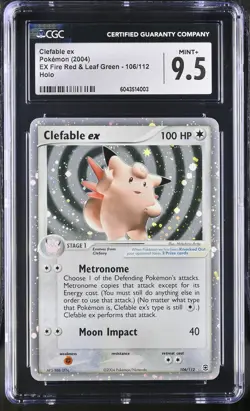 CGC 9.5 MINT+ Clefable ex EX Fire Red & Leaf Green 106/112 Holo Pokemon Card - Image 1