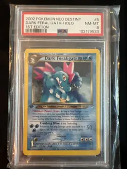 1st Edition PSA 8 Dark Feraligatr Pokemon Neo Destiny Holo Rare Card #5 - Image 1