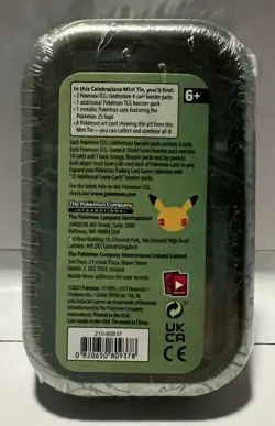 Pokemon TCG - Celebrations Packs Mini Tin (Sealed) Pictures are exact tin - Image 2