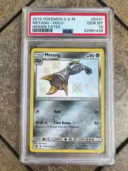 Metang 2019 Pokemon Sun & Moon Hidden Fates Shiny Vault Holo #SV31 PSA 10 - Image 1
