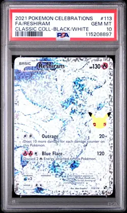 2021 POKEMON CELEBRATIONS CLASSIC COLL #113 FULL ART/RESHIRAM PSA 10 - Image 1