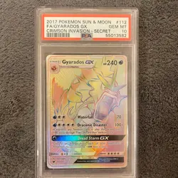 2017 Pokemon Crimson Invasion Gyarados FA 112/111 Secret Rainbow Rare PSA 10 - Image 1
