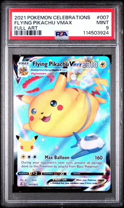 2021 POKEMON CELEBRATIONS #007 FULL ART/FLYING PIKACHU VMAX PSA 9 - Image 1